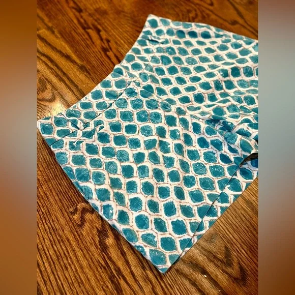 ANN TAYLOR LOFT~The Riviera Short~Teal Geometric Print~Linen Blend~Size 2~SKU109 - Picture 3 of 9